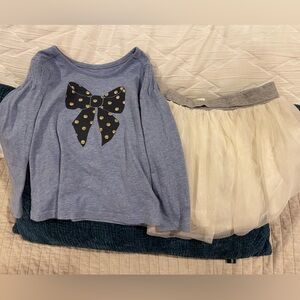 Blue Kids Shirt with Bow and ivory tulle skirt Gap 4Y